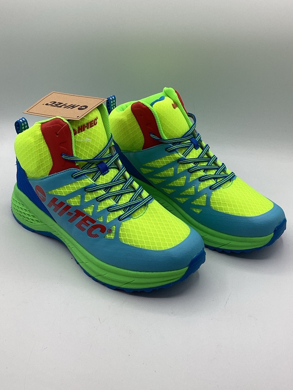 Hi-Tec Men's Size 10.5 Trail Hiking Destructor Mid Shoes 90’s Neon